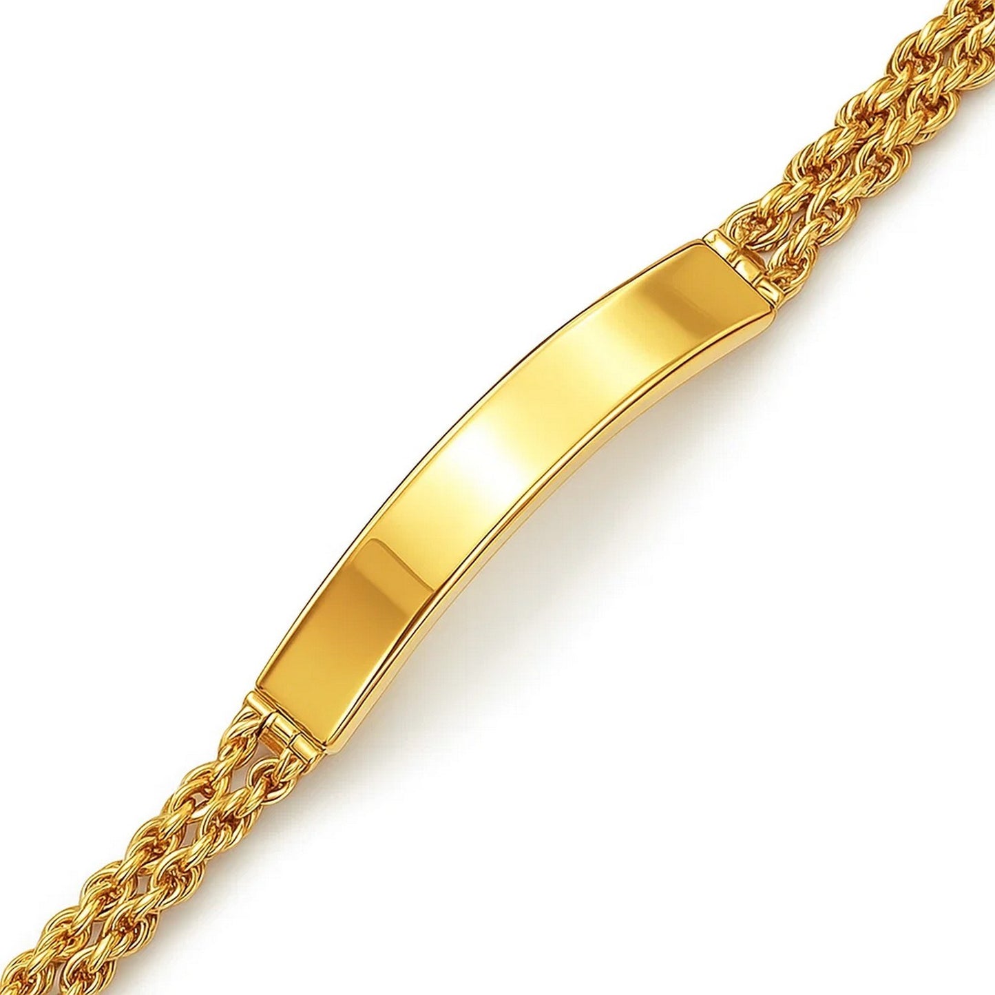 14K Yellow Gold ID Bracelet – Double Rope Chain, 3mm, 7.5 Inch