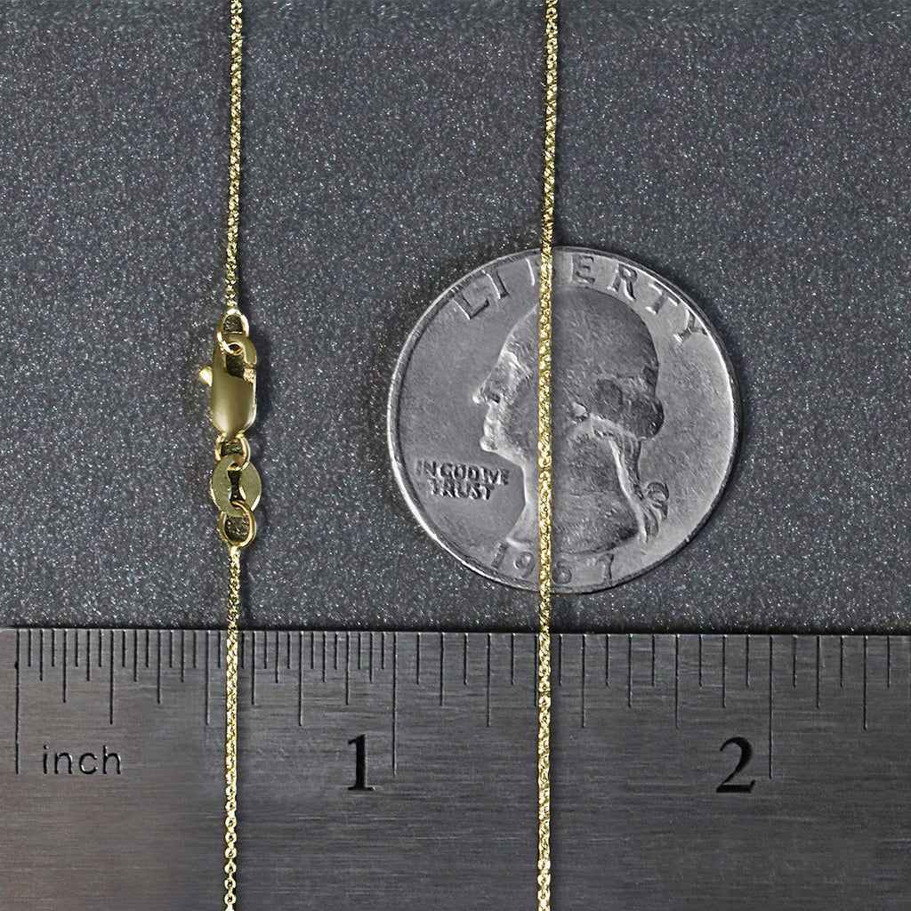 14K Yellow Gold Cable Link Chain Necklace (0.50 mm)