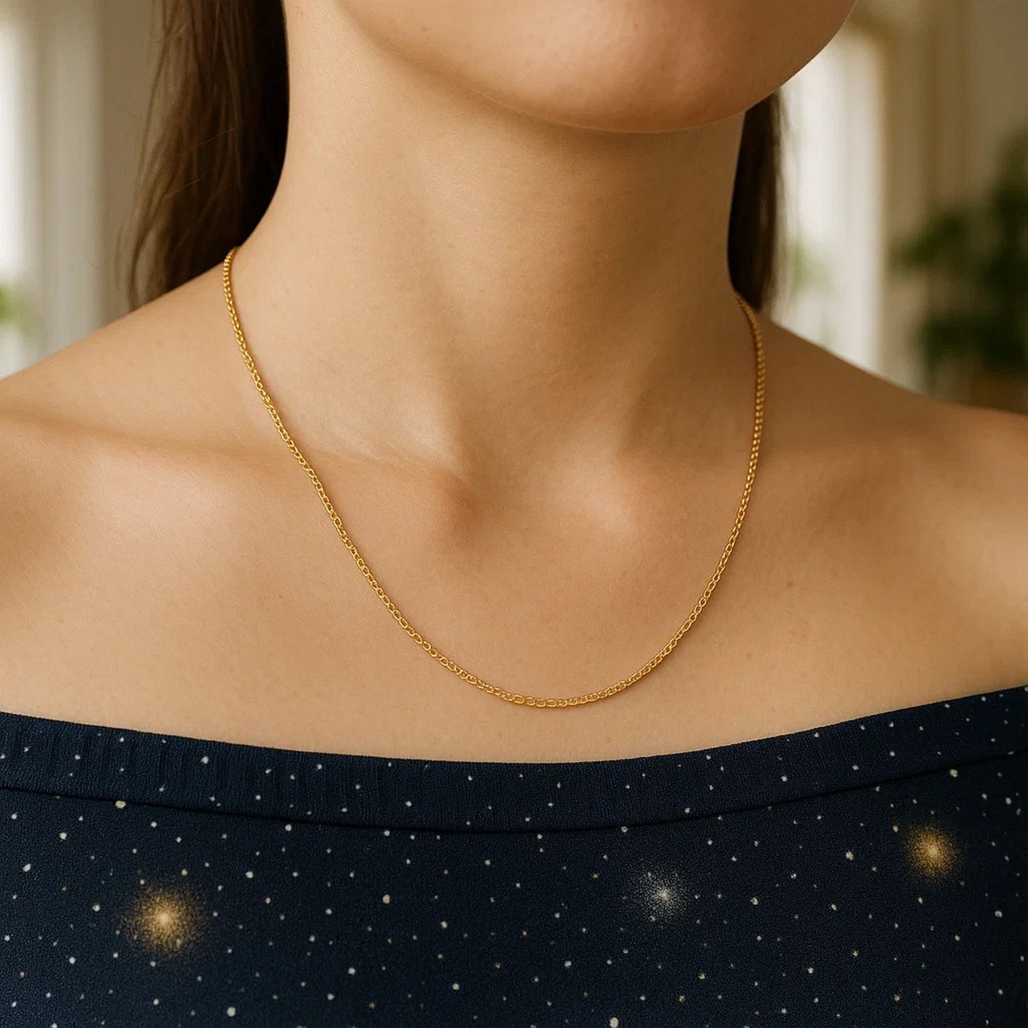 14K Yellow Gold Cable Link Chain Necklace (0.50 mm)