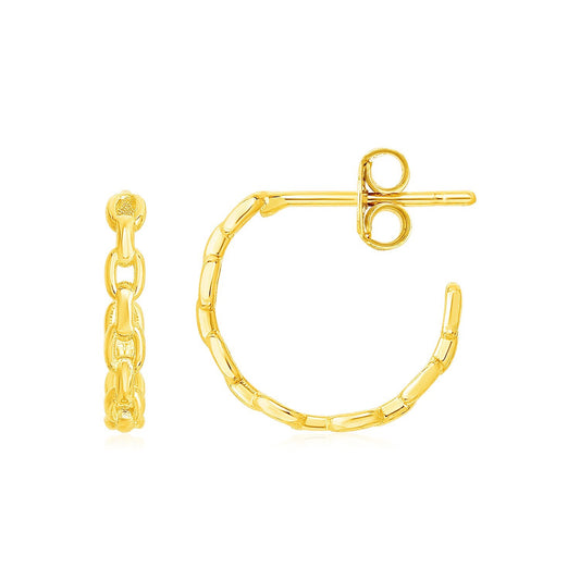 14k Yellow Gold Chain Link Hoop Earrings