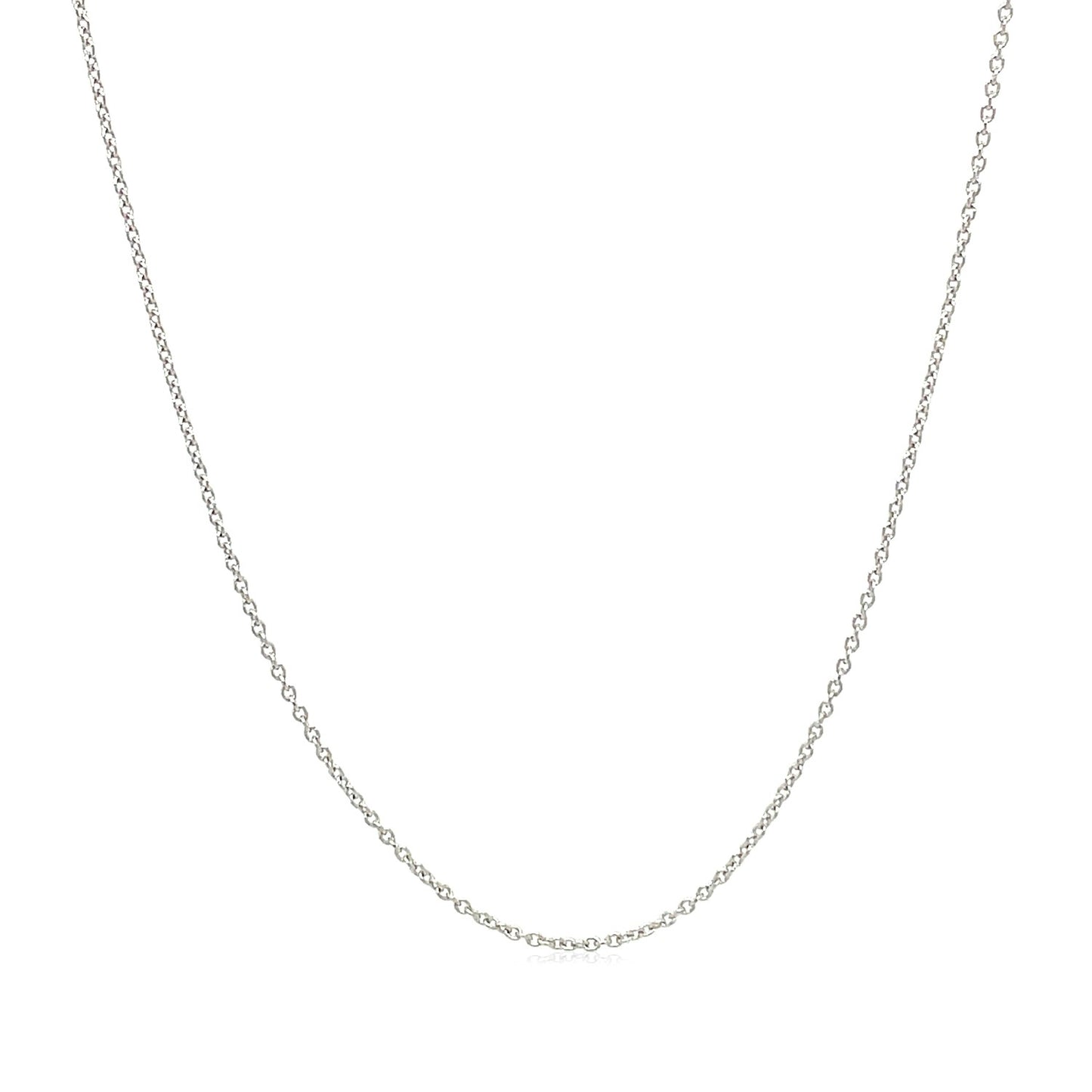 14K White Gold Oval Cable Link Chain Necklace (0.85 mm)