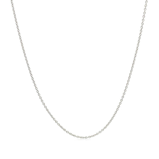 14K White Gold Oval Cable Link Chain Necklace (0.85 mm)