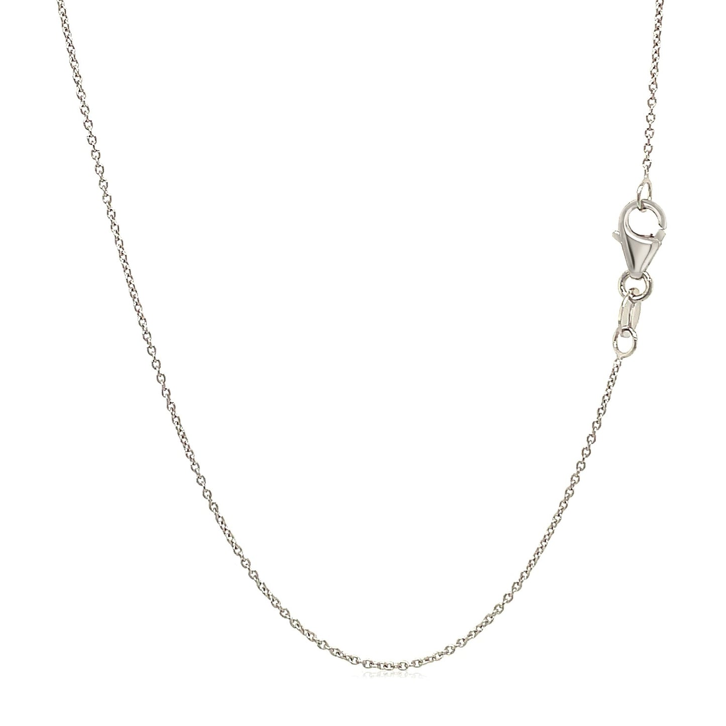 14K White Gold Oval Cable Link Chain Necklace (0.85 mm)