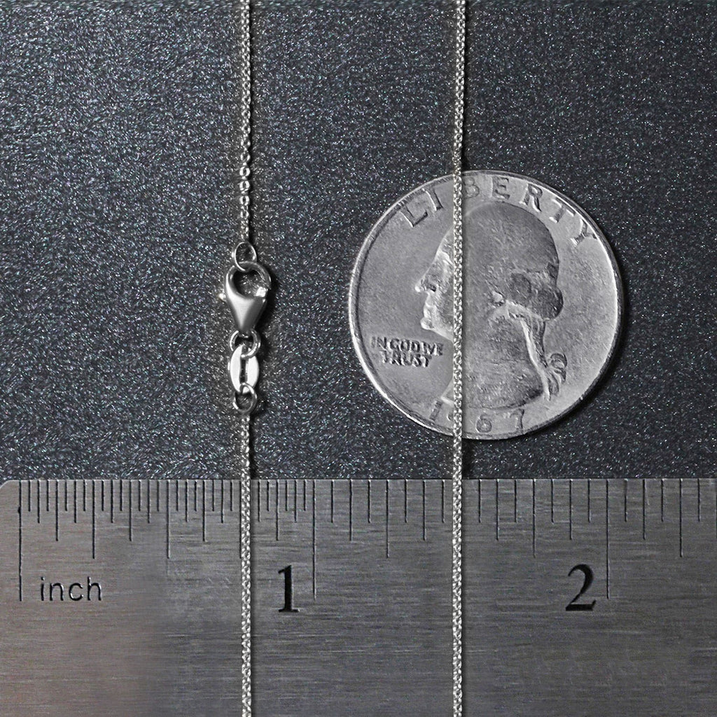 14K White Gold Oval Cable Link Chain Necklace (0.85 mm)