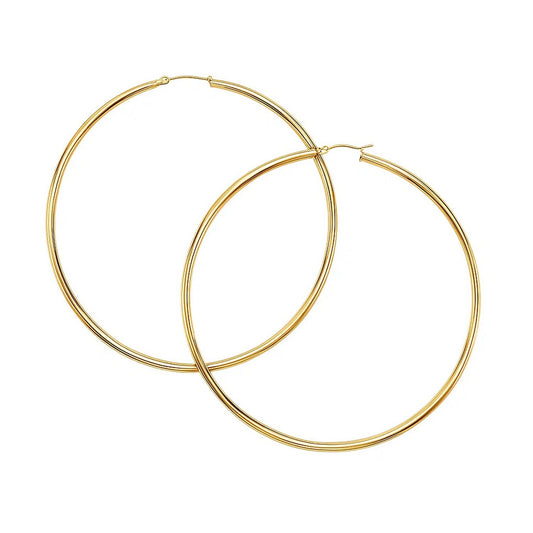 14k Yellow Gold 70mm Polished Hoop Earrings
