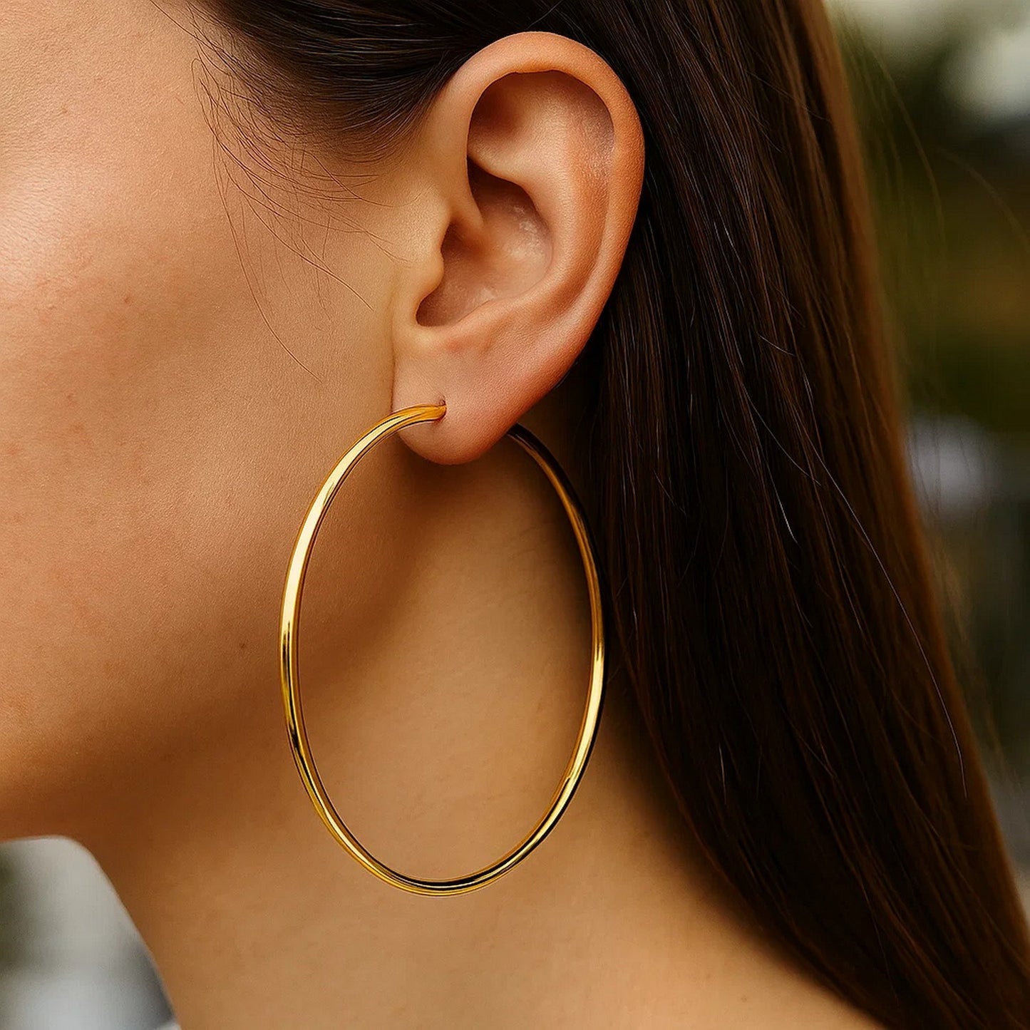 14k Yellow Gold 70mm Polished Hoop Earrings