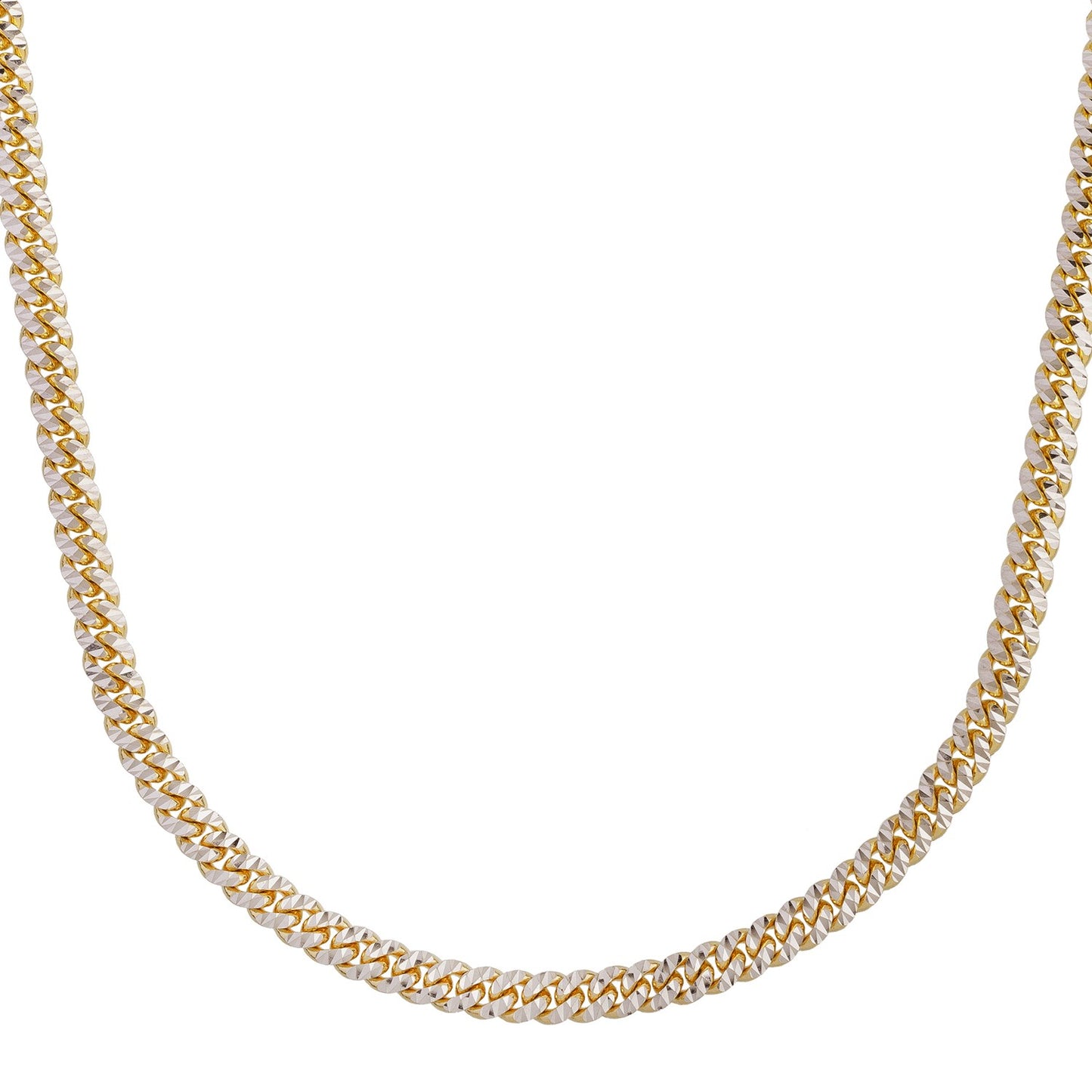 14K Yellow Gold Classic Miami Cuban White Pavé Solid Chain Necklace (6.00mm)