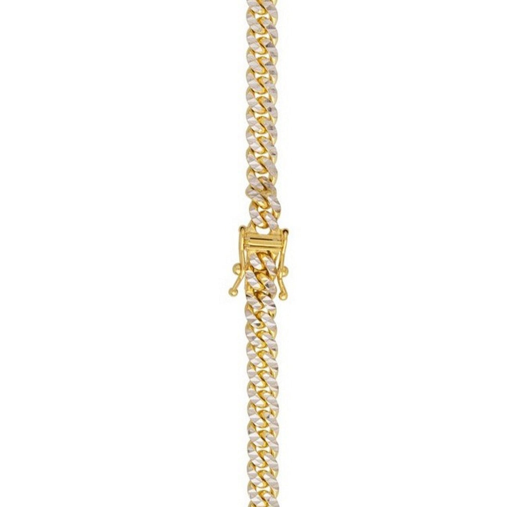 14K Yellow Gold Classic Miami Cuban White Pavé Solid Chain Necklace (6.00mm) – True Pure Gold