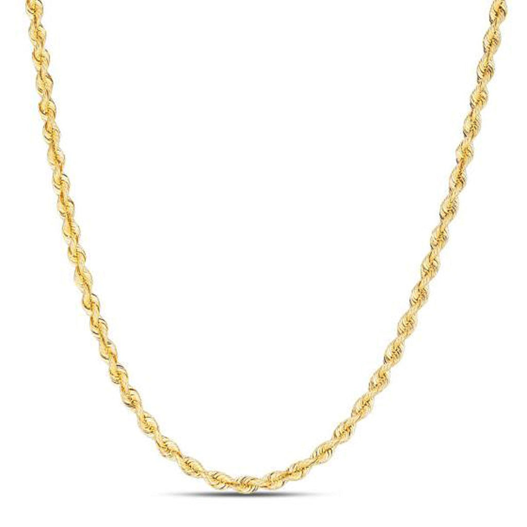 14K Yellow Gold Light Rope Chain Necklace (3.00mm)