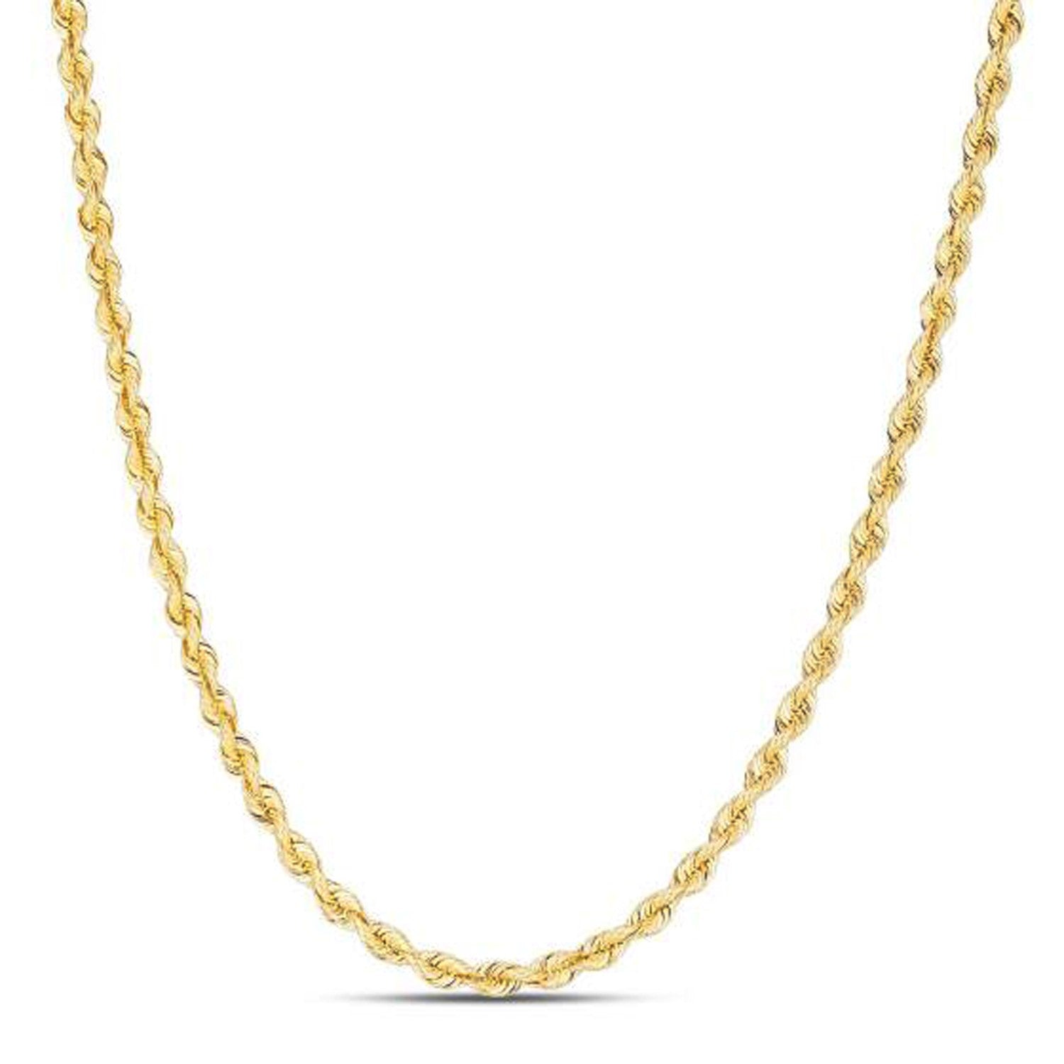 14K Yellow Gold Light Rope Chain Necklace (3.00mm)