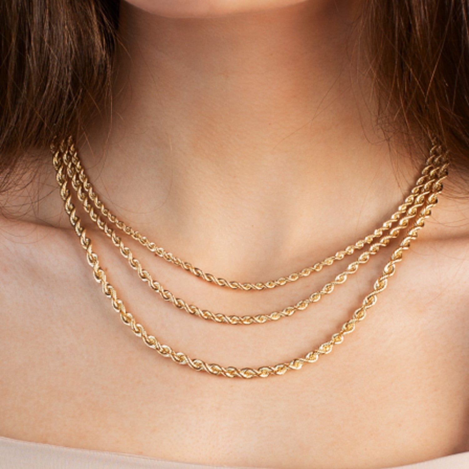 14K Yellow Gold Light Rope Chain Necklace (3.00mm)