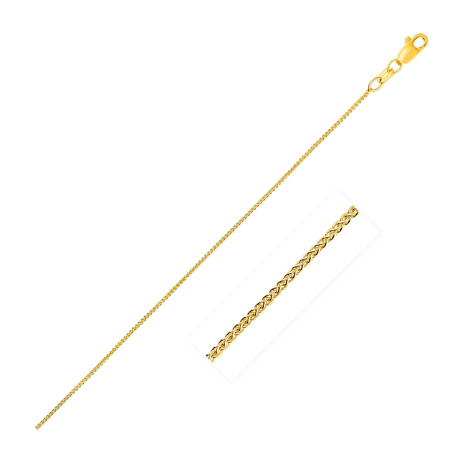 10K Yellow Gold Wheat Chain – 0.60mm, Solid Gold