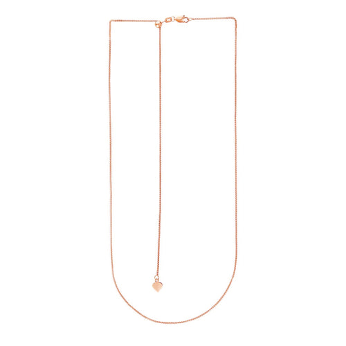 14K Rose Gold Adjustable Wheat Chain – 1.00mm, Solid Gold