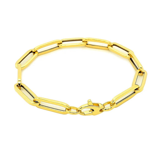 14K Yellow Gold Extra Wide Paperclip Chain Bracelet (6.10 mm)