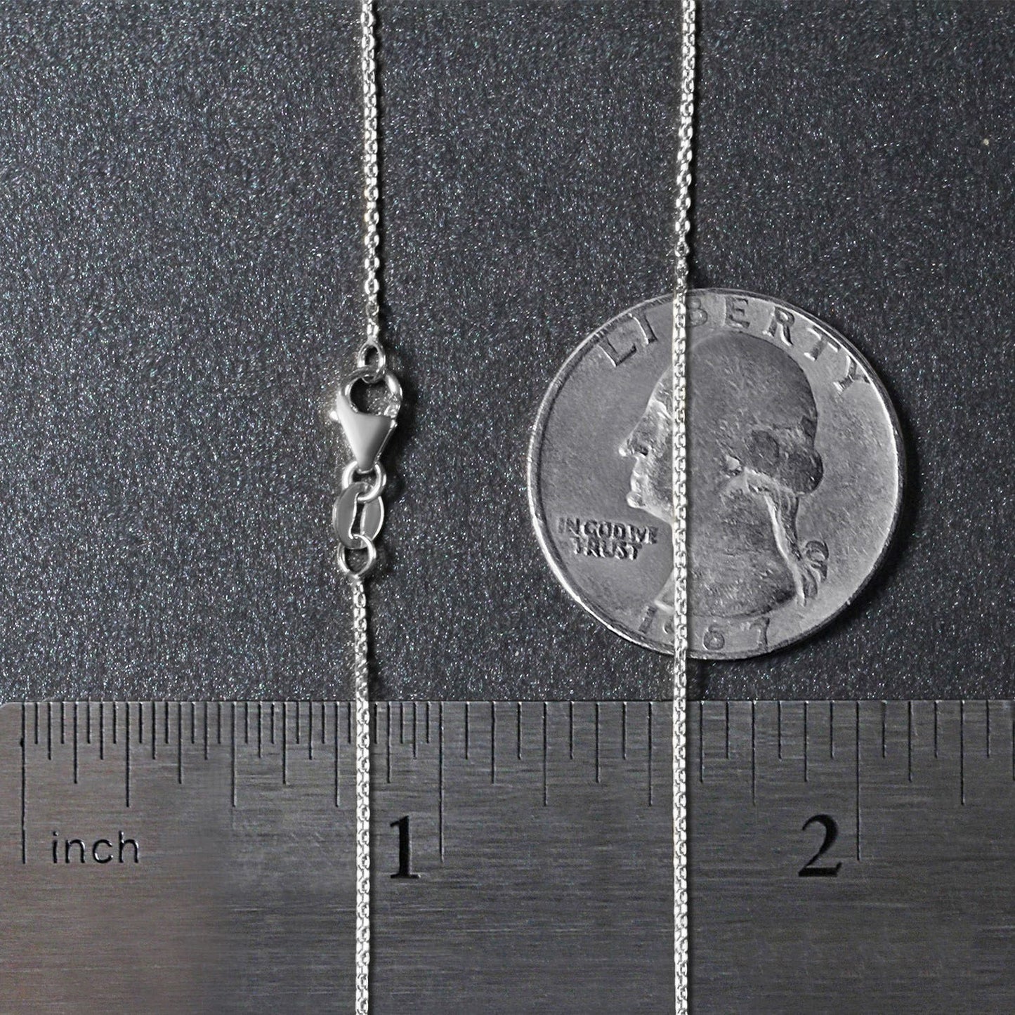 18k White Gold Round Cable Link Chain (0.97 mm)