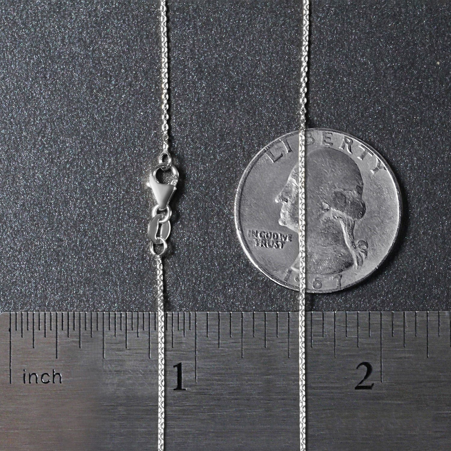 18k White Gold Round Cable Link Chain (0.97 mm)