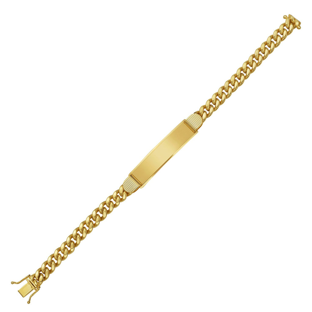 14K Yellow Gold Lite Cuban ID Bracelet (7.20mm) – True Pure Gold