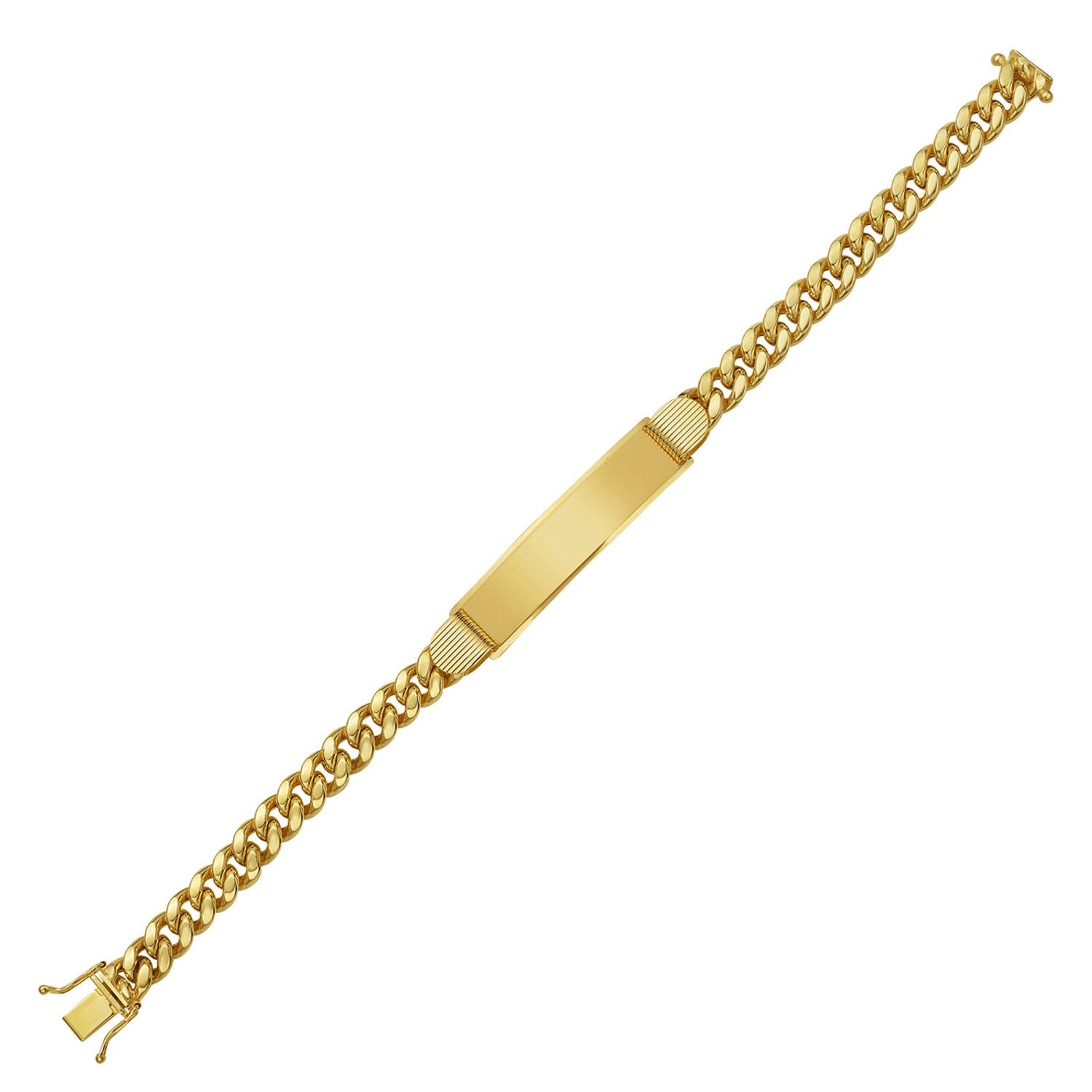 14K Yellow Gold Lite Cuban ID Bracelet (7.20mm) – True Pure Gold