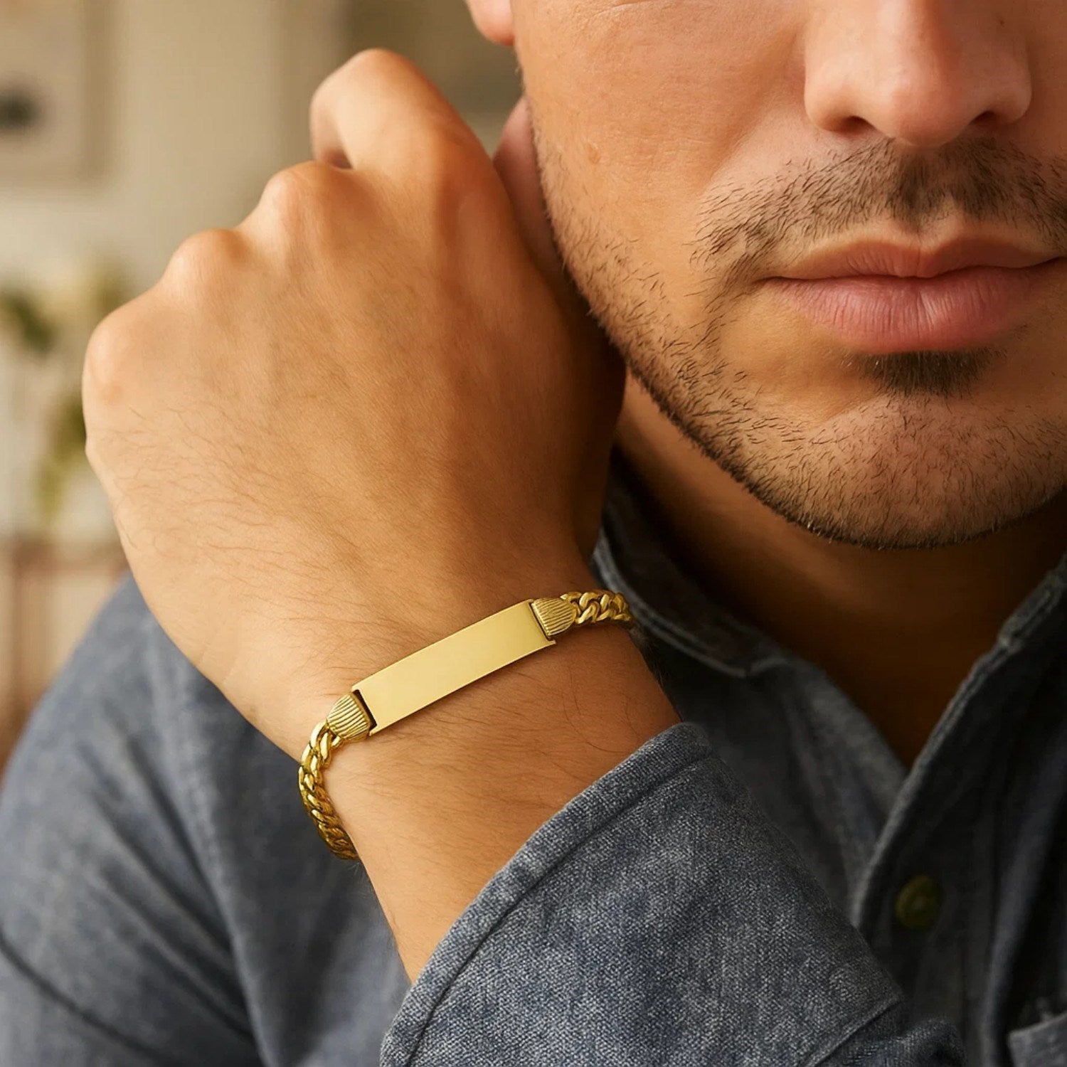 14K Yellow Gold Lite Cuban ID Bracelet (7.20mm) – True Pure Gold