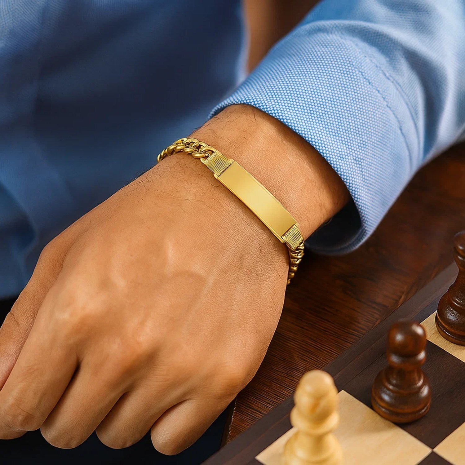 14K Yellow Gold Lite Cuban ID Bracelet (7.20mm) – True Pure Gold