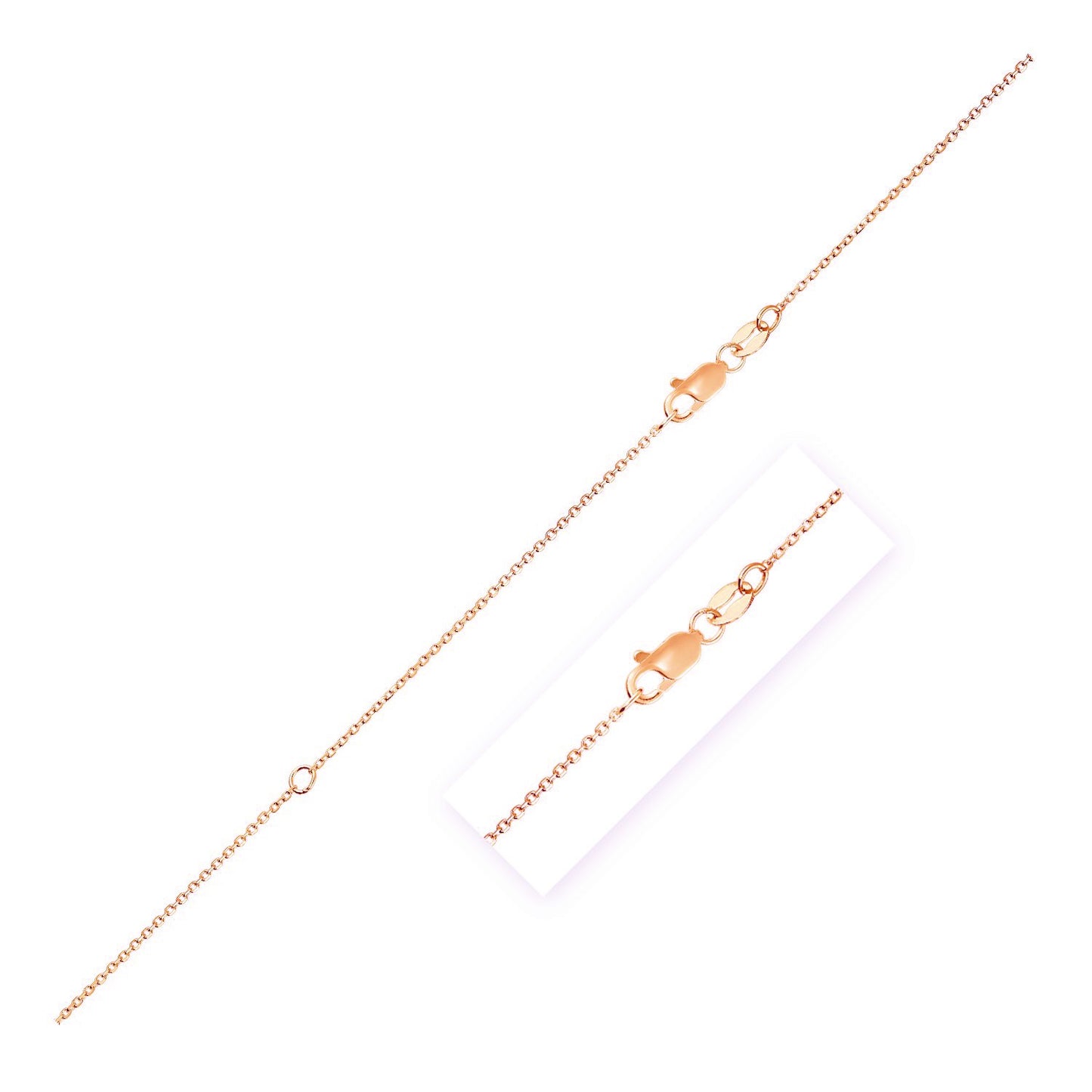 Extendable Cable Chain Necklace in 10K Rose Gold (0.87 mm)