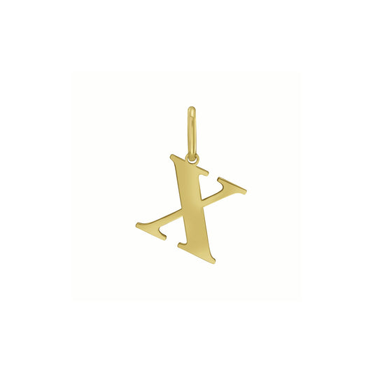 14K Yellow Gold Initial X Charm Pendant