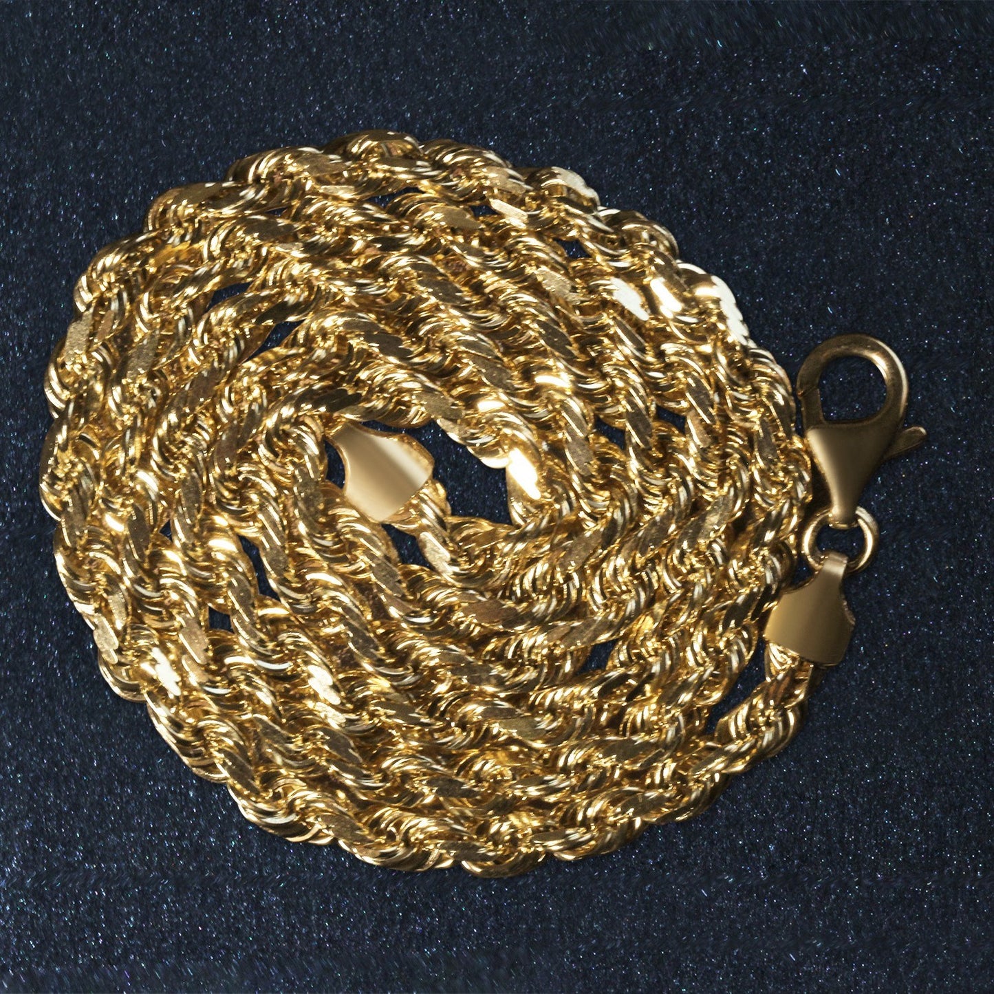 14K Yellow Gold Solid Diamond Cut Rope Chain (7.00mm)