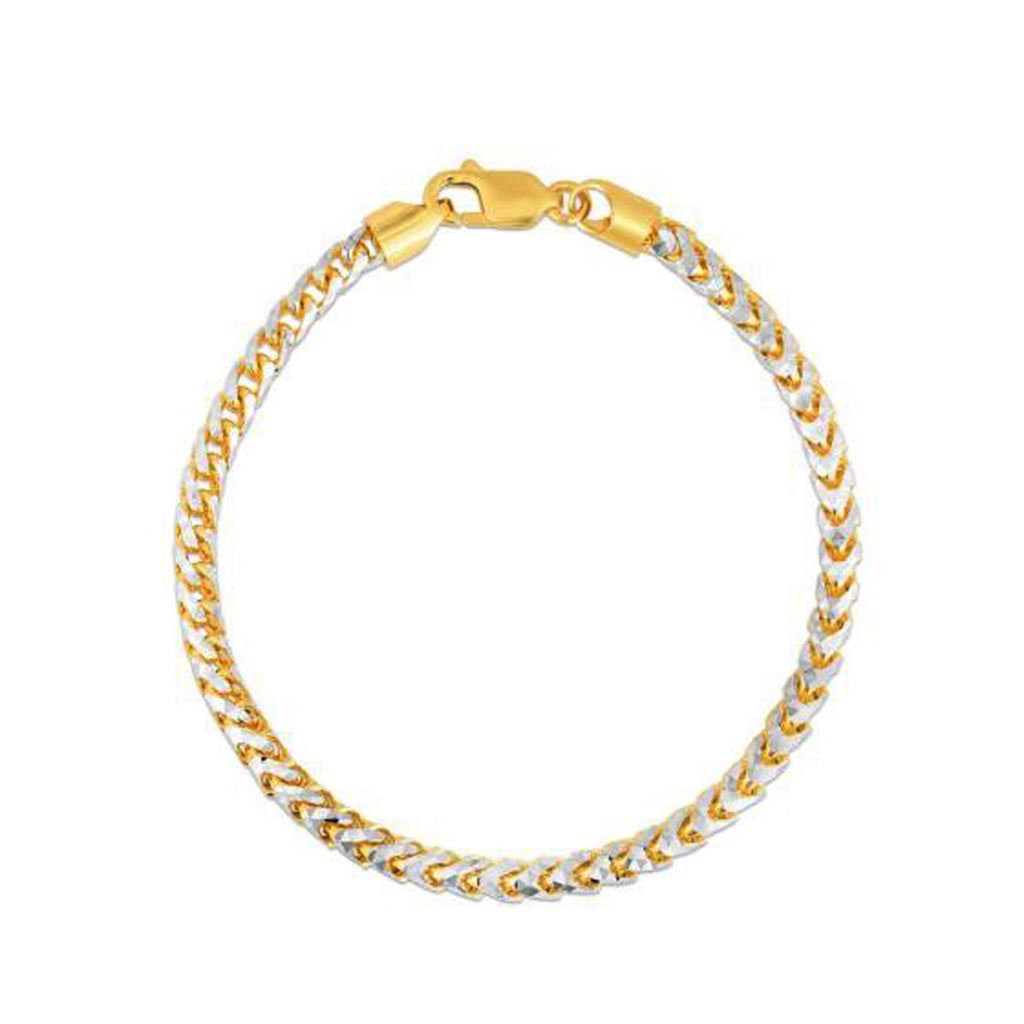 14K Yellow Gold Round Pavé Franco Chain Bracelet (4.00mm)