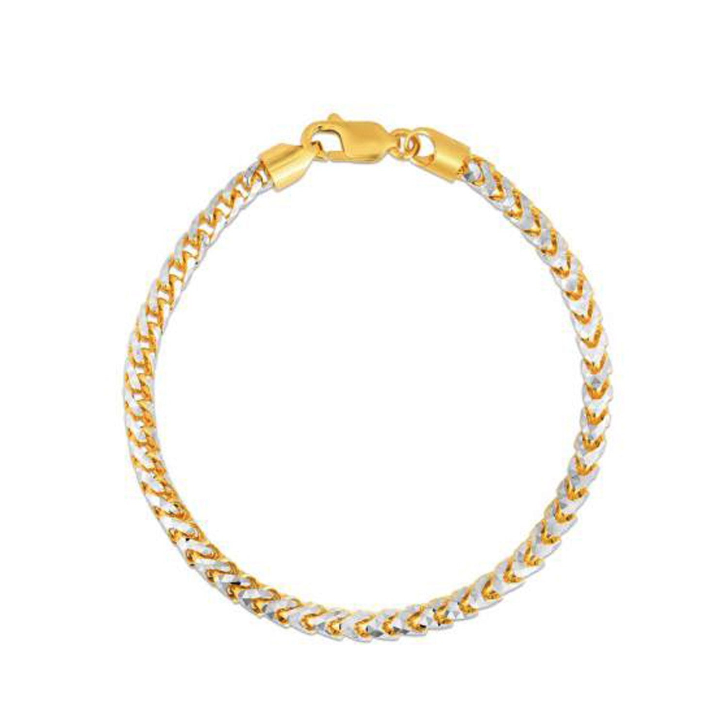 14K Yellow Gold Round Pavé Franco Chain Bracelet (4.00mm)