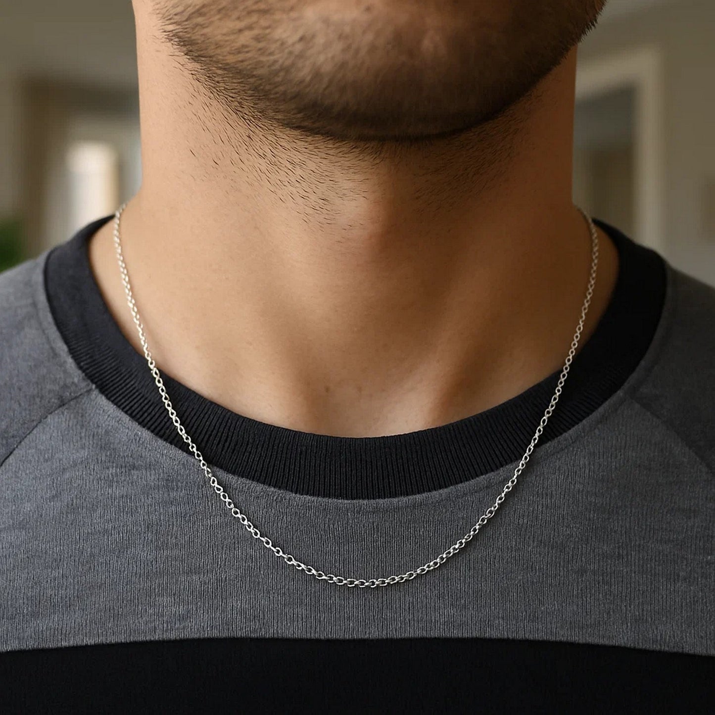 14K White Gold Round Cable Link Chain Necklace (1.50 mm)