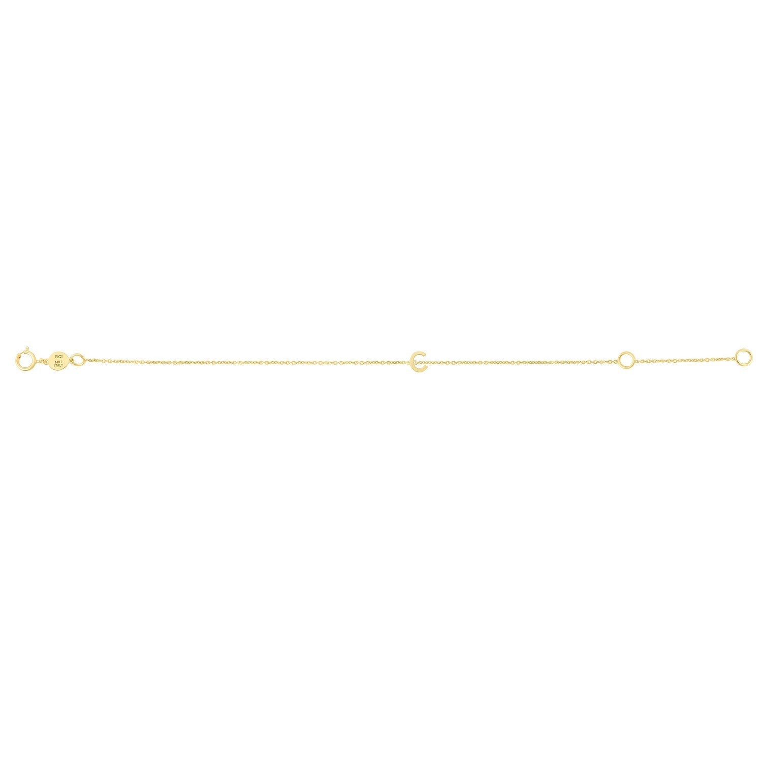 14K Yellow Gold Women's Mini Initial C Bracelet – 7 Inches – 14K Gold