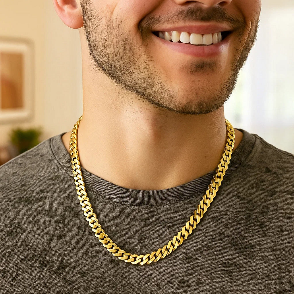 14k Yellow Gold Modern Lite Edge Chain — 8mm, High Polish