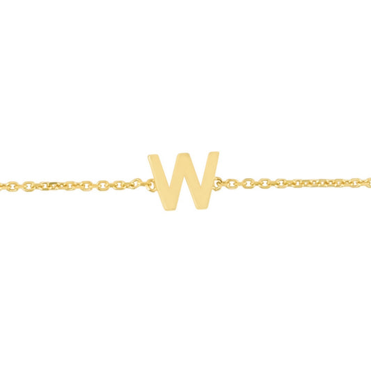14K Yellow Gold Mini Initial W Bracelet