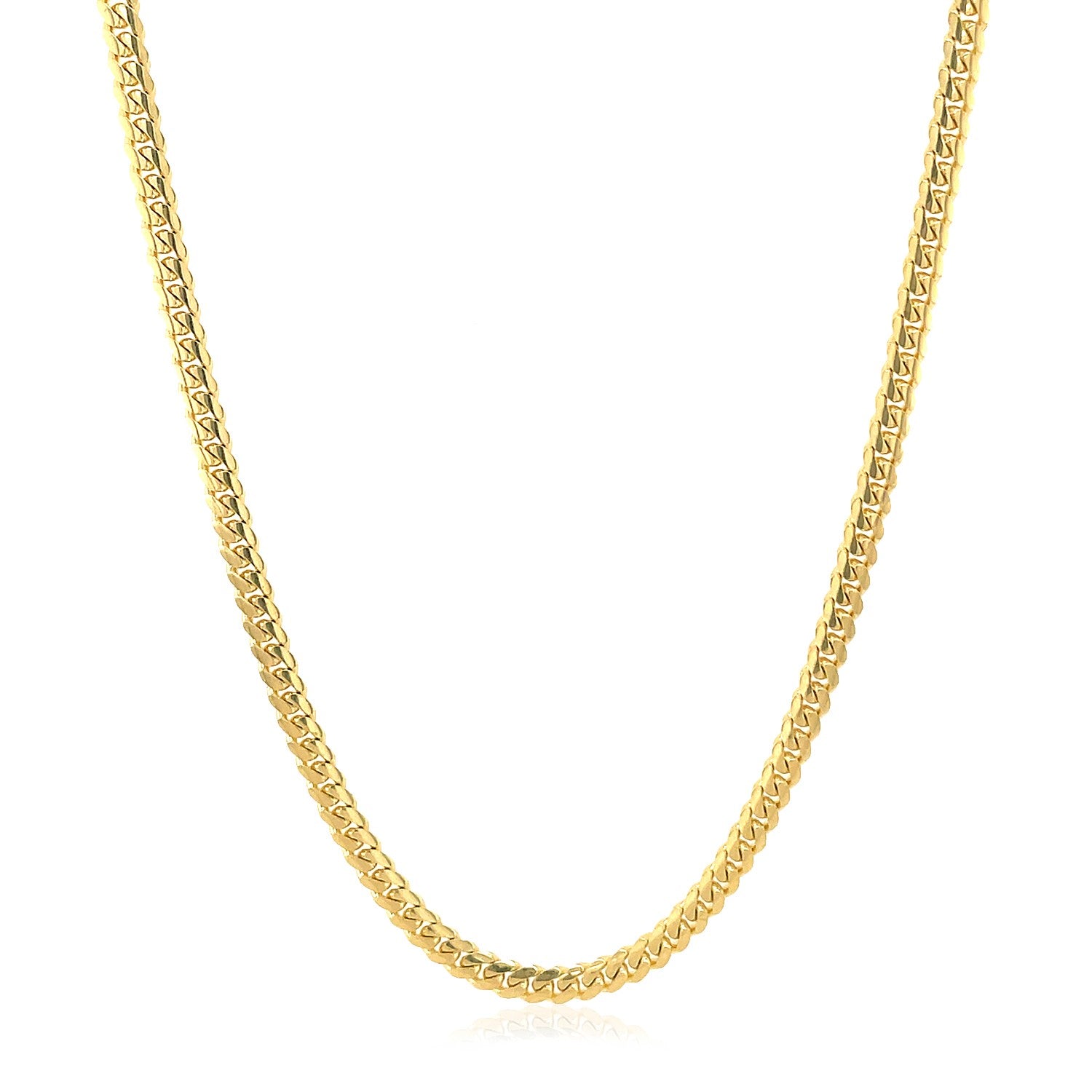 14K Yellow Gold Classic Solid Miami Cuban Chain Necklace (2.60mm)