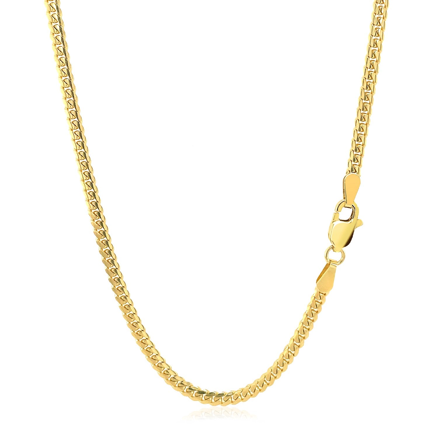 14K Yellow Gold Classic Solid Miami Cuban Chain Necklace (2.60mm)