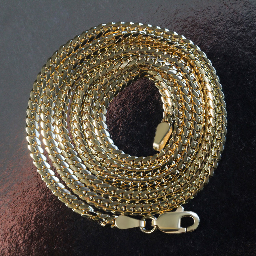 14K Yellow Gold Classic Solid Miami Cuban Chain Necklace (2.60mm)