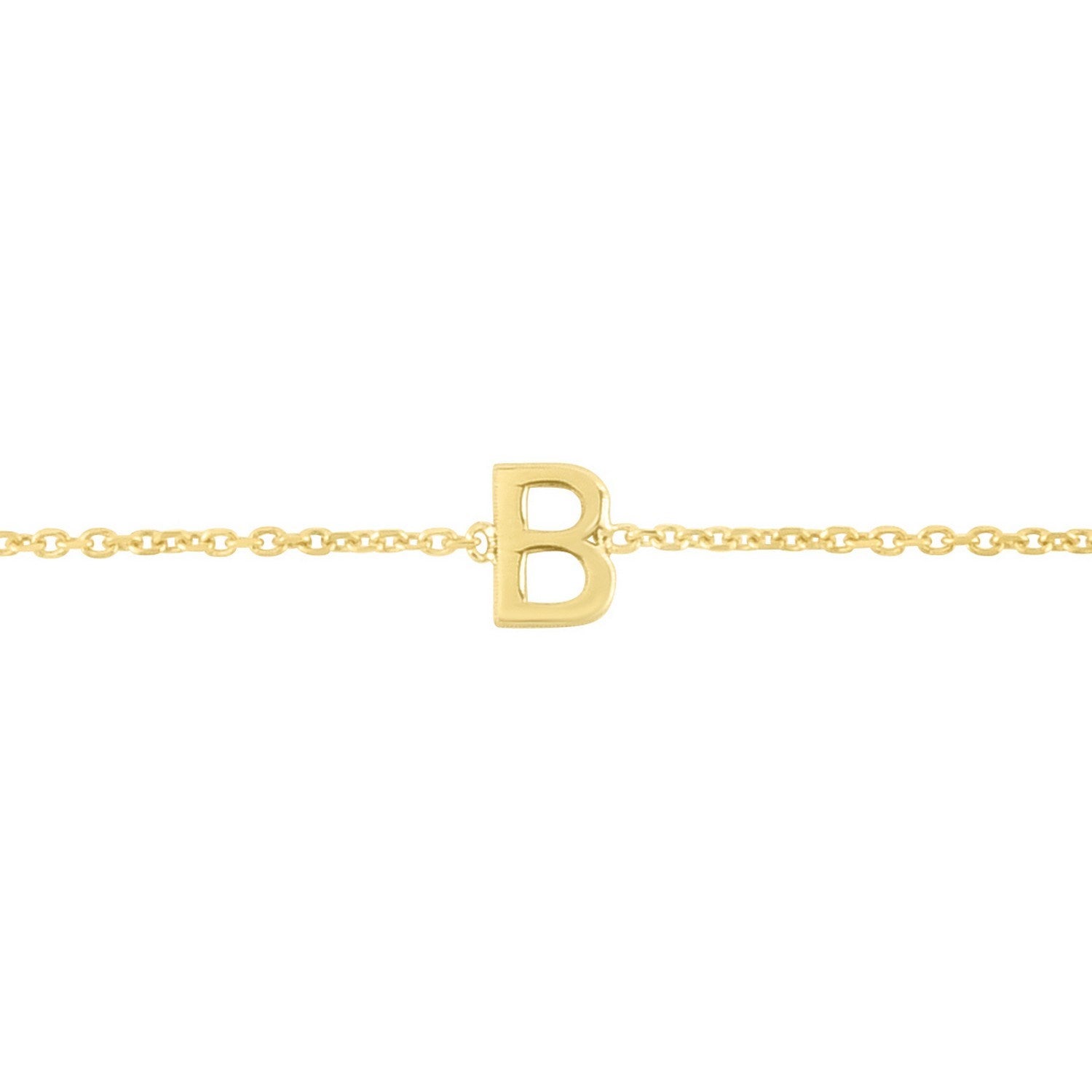 14K Yellow Gold Women's Mini Initial B Bracelet – 7 Inches – 14K Gold