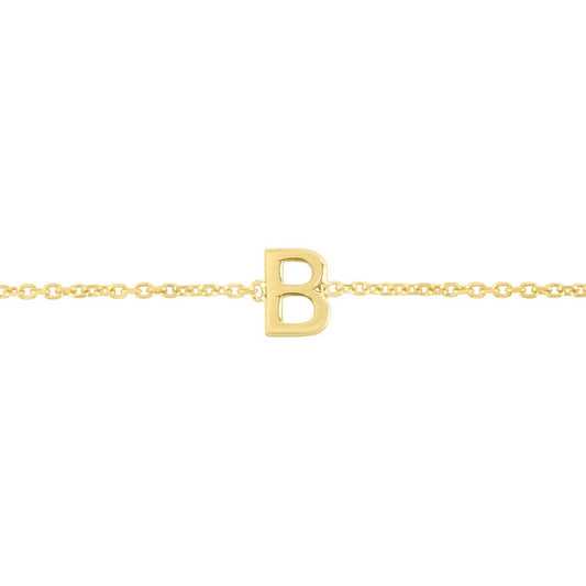 14K Yellow Gold Mini Initial B Bracelet