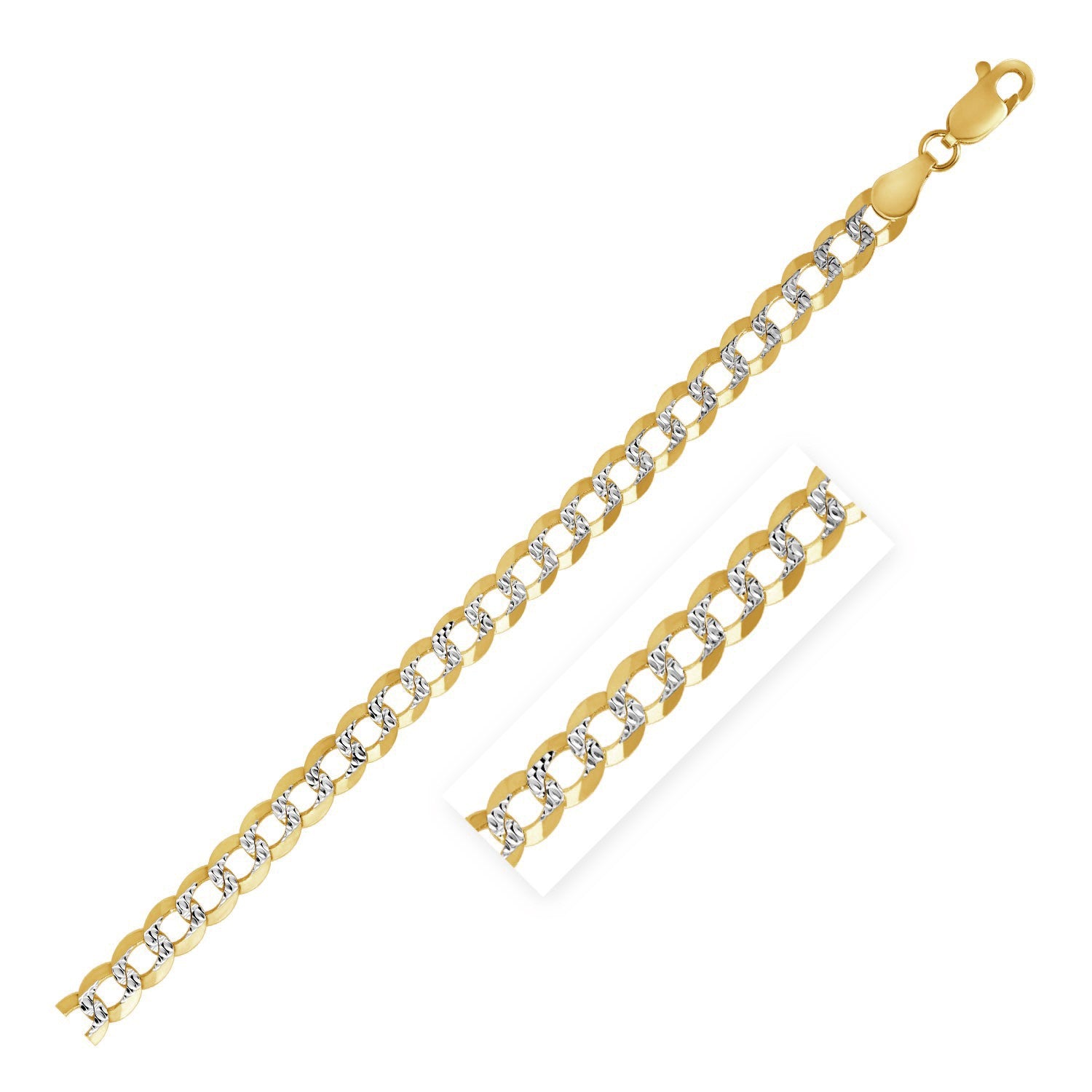 14K Two Tone Gold Pavé Curb Chain (3.20mm)