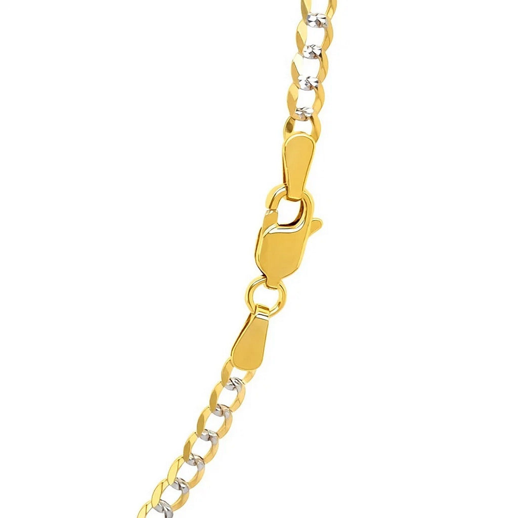 14K Two Tone Gold Pavé Curb Chain (3.20mm)