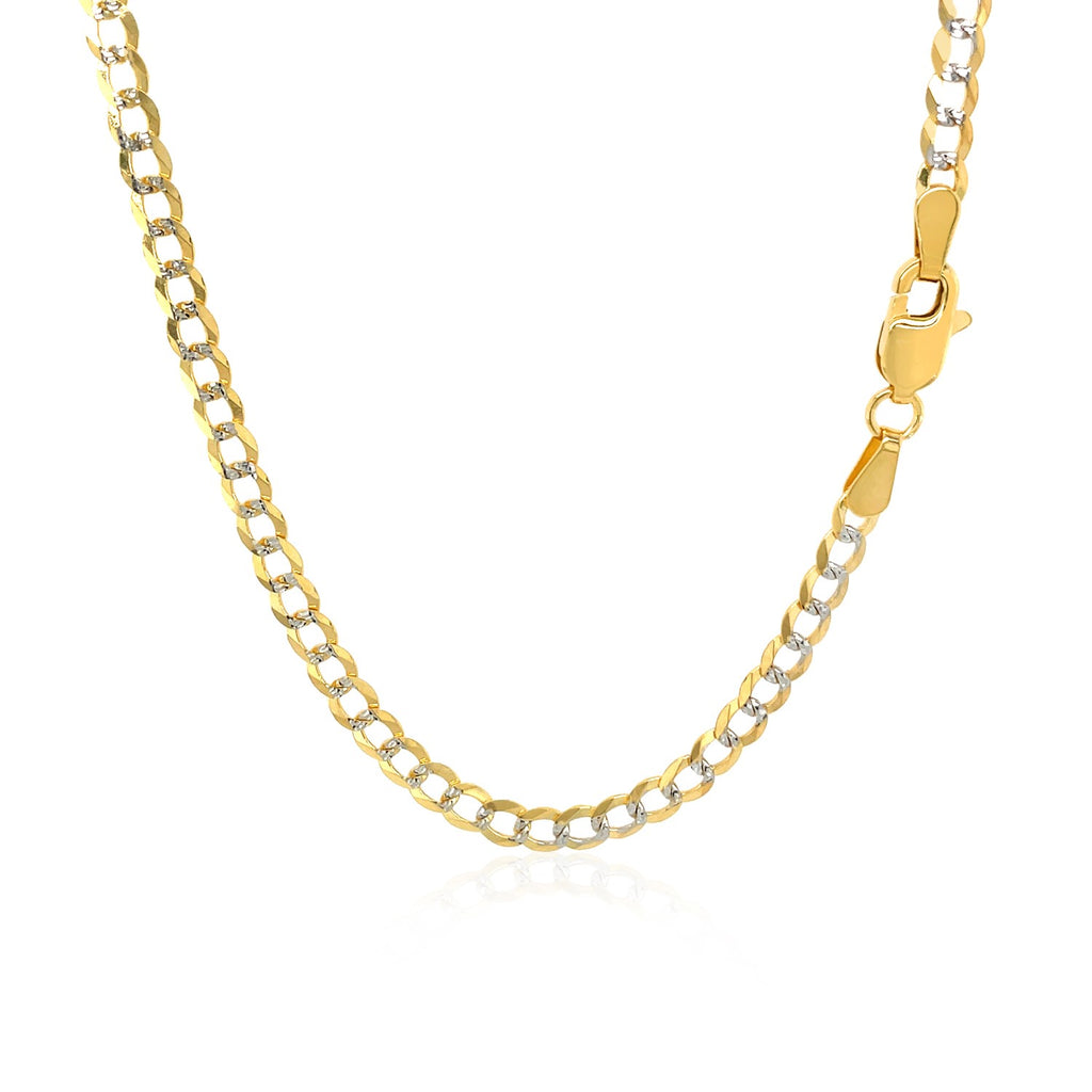 14K Two Tone Gold Pavé Curb Chain (3.20mm)