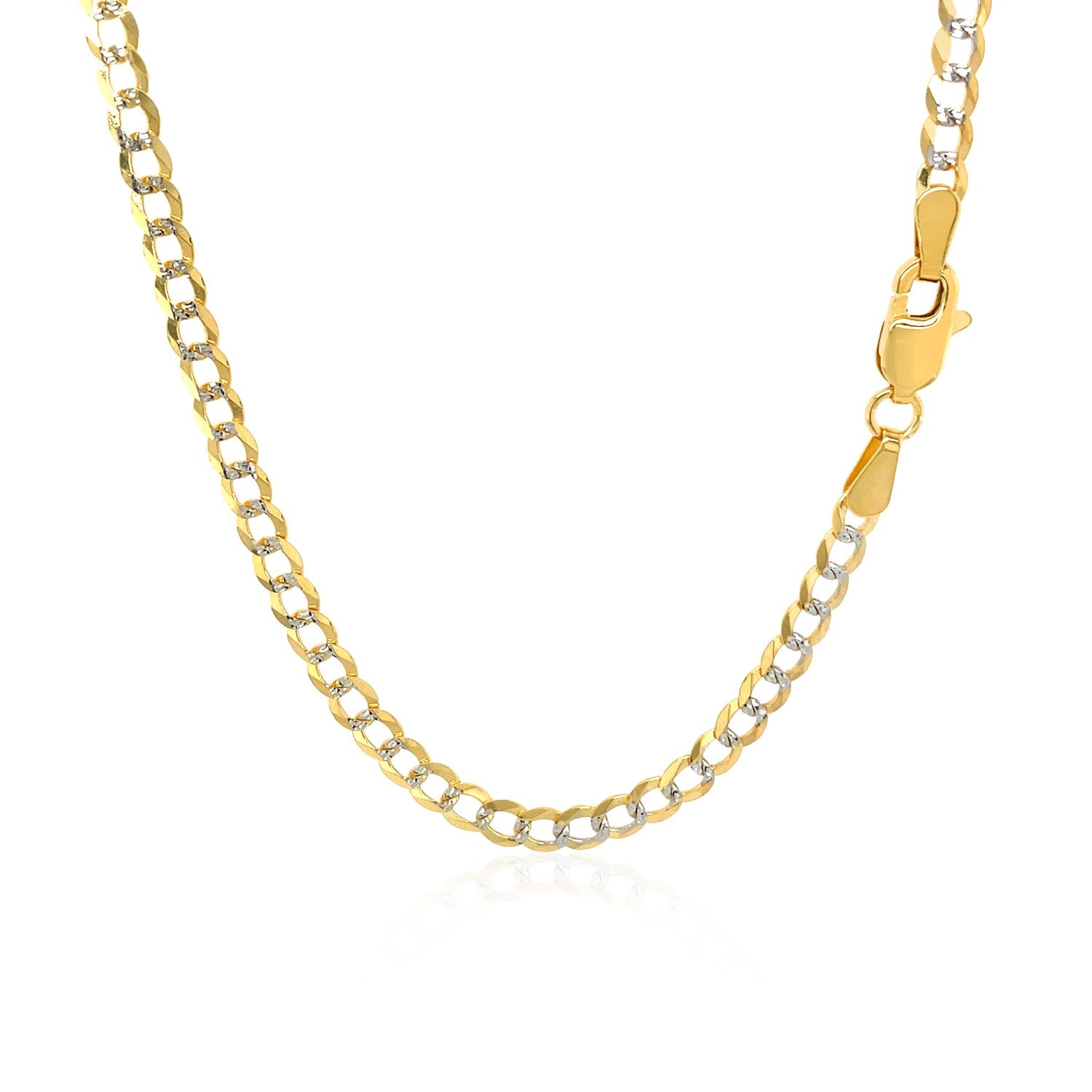 14K Two Tone Gold Pavé Curb Chain (3.20mm)