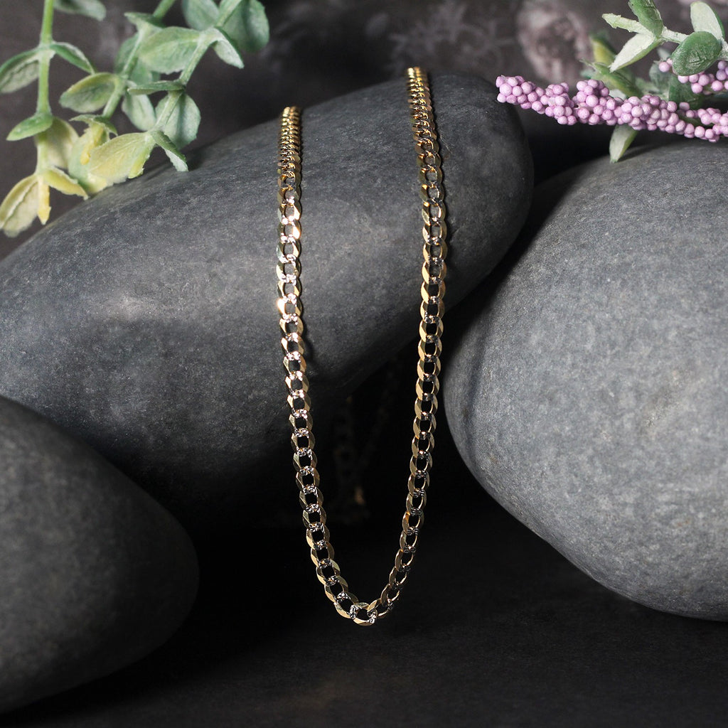 14K Two Tone Gold Pavé Curb Chain (3.20mm)