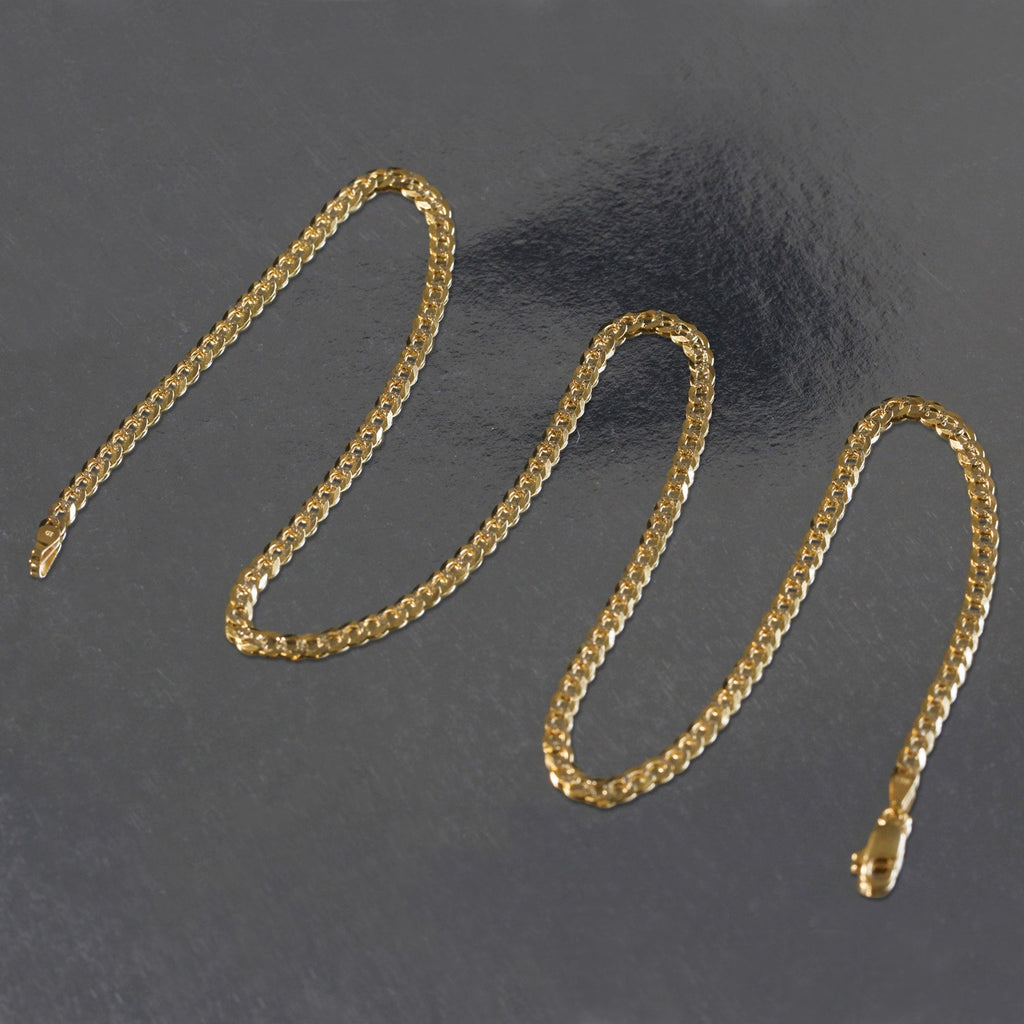 14K Two Tone Gold Pavé Curb Chain (3.20mm)