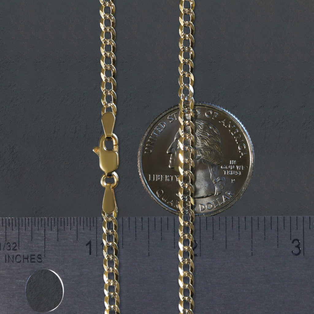 14K Two Tone Gold Pavé Curb Chain (3.20mm)