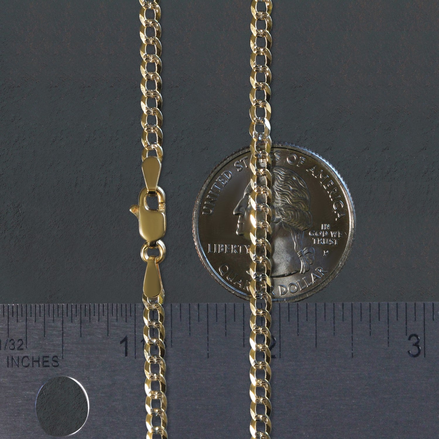 14K Two Tone Gold Pavé Curb Chain (3.20mm)