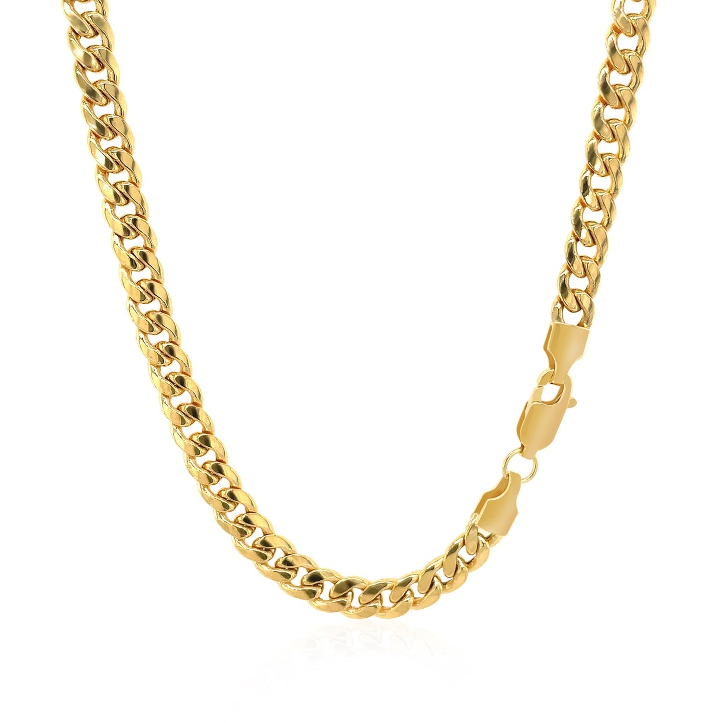 14K Yellow Gold Semi Solid Miami Cuban Chain Necklace (4.50mm) – True Pure Gold