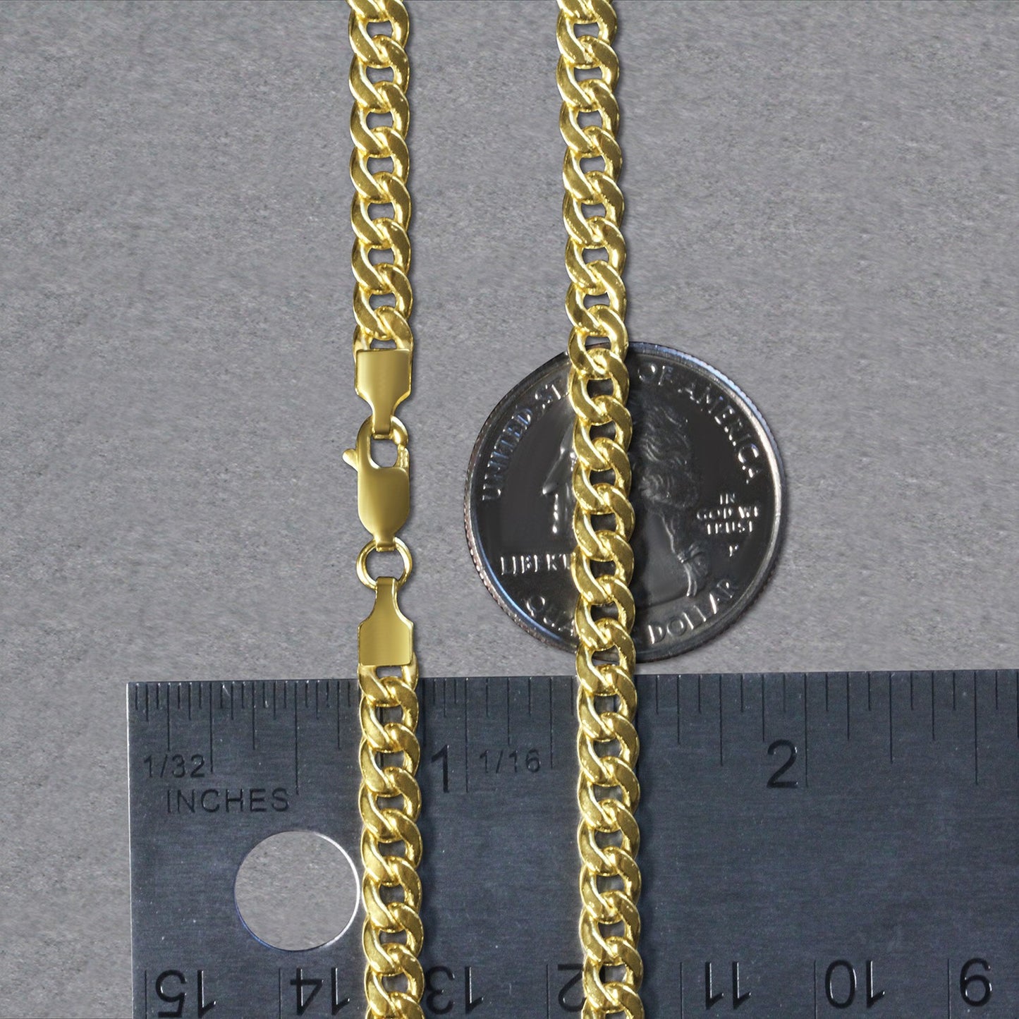 14K Yellow Gold Semi Solid Miami Cuban Chain Necklace (4.50mm) – True Pure Gold