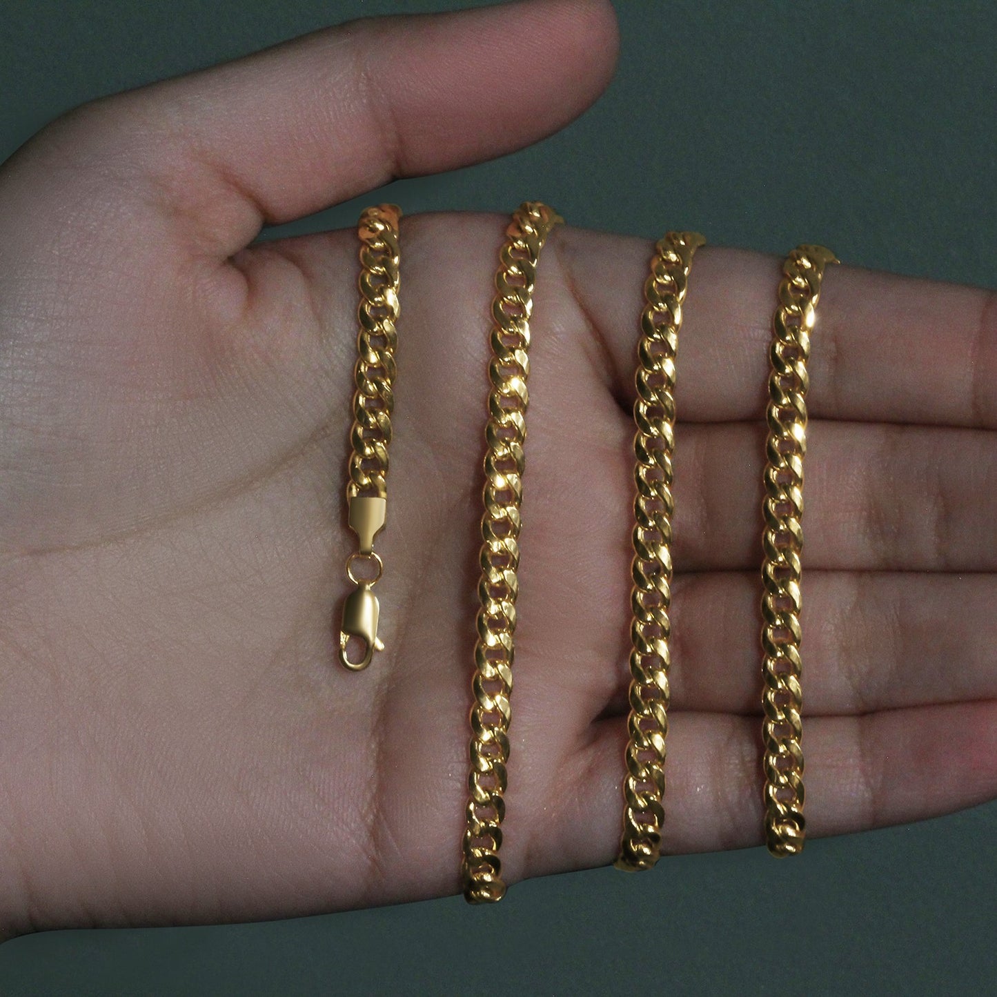14K Yellow Gold Semi Solid Miami Cuban Chain Necklace (4.50mm) – True Pure Gold