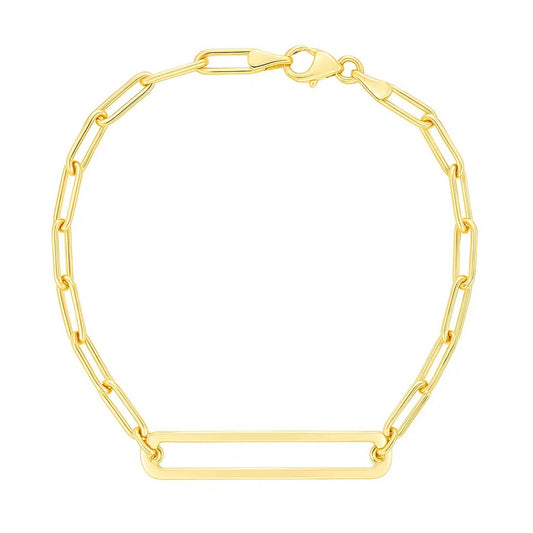 14k Yellow Gold High Polish Open Curved Paperclip Bracelet (3.30 mm)